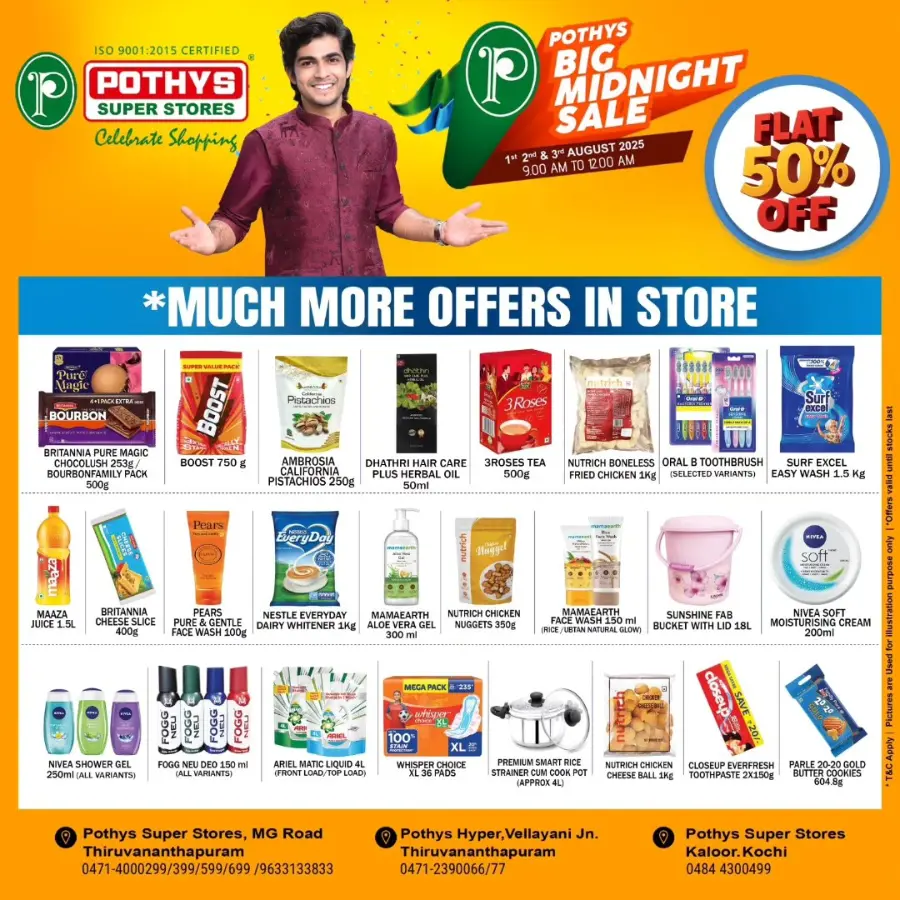 More offers flat 50 %off In Pothys Superstores Ernakulam