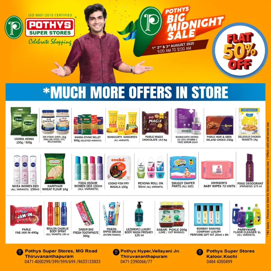 More offers flat 50 %off In Pothys Superstores Ernakulam
