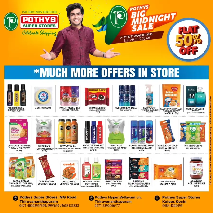 More offers flat 50 %off In Pothys Superstores Ernakulam