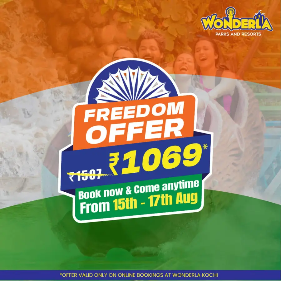 Freedom Offers: Wonderla Fun from ₹1069 – Book Today! In Wonderla undefined