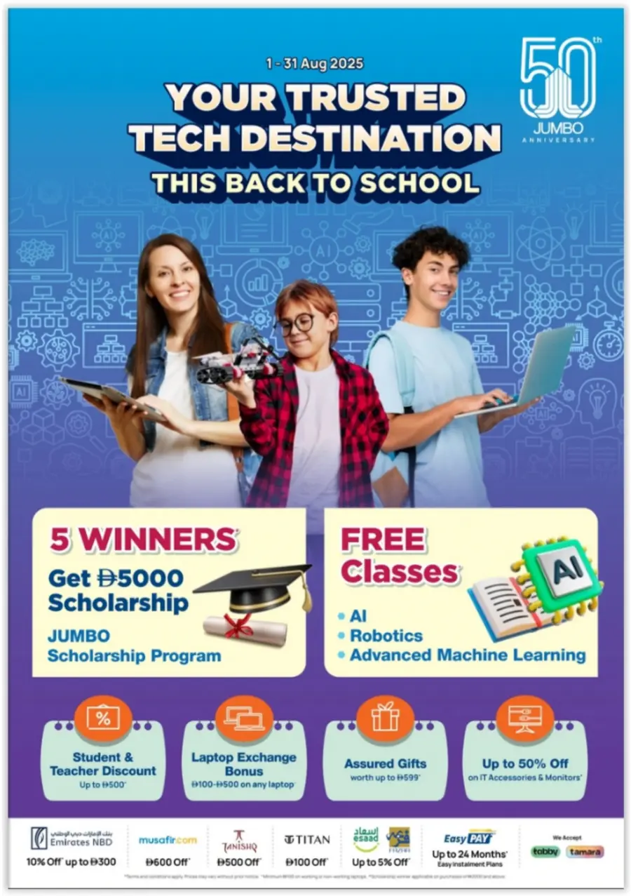 Back to School Tech Deals & Offers In Jumbo Electronics Abu Dhabi