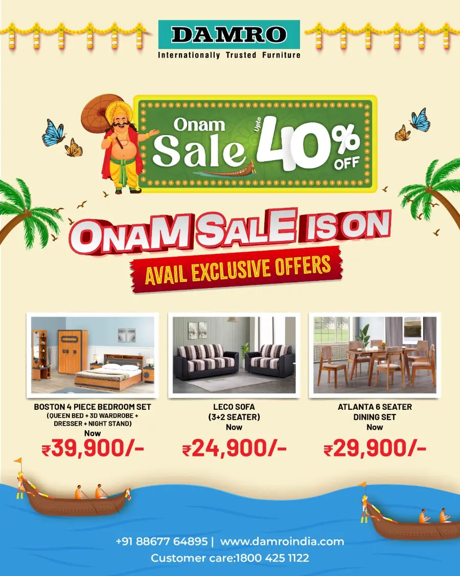 Onam Offer - Save Up to 50% In Damro Furniture Malappuram