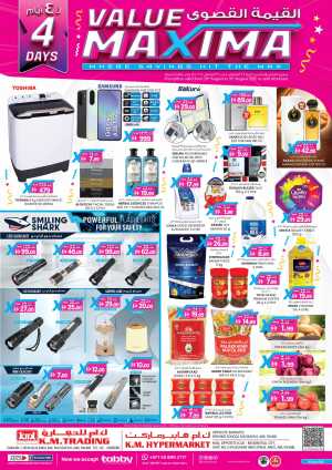Value maxima 4 days offer In K.M Trading Abu Dhabi