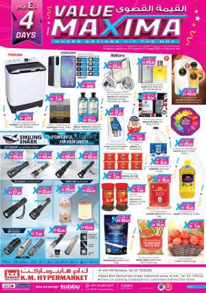 Value maxima 4 days offer In K.M Trading Al Ain