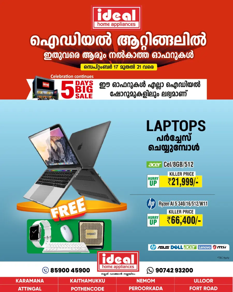Anniversary Big Sale – 5 Days Only In Ideal Home Appliances Trivandrum