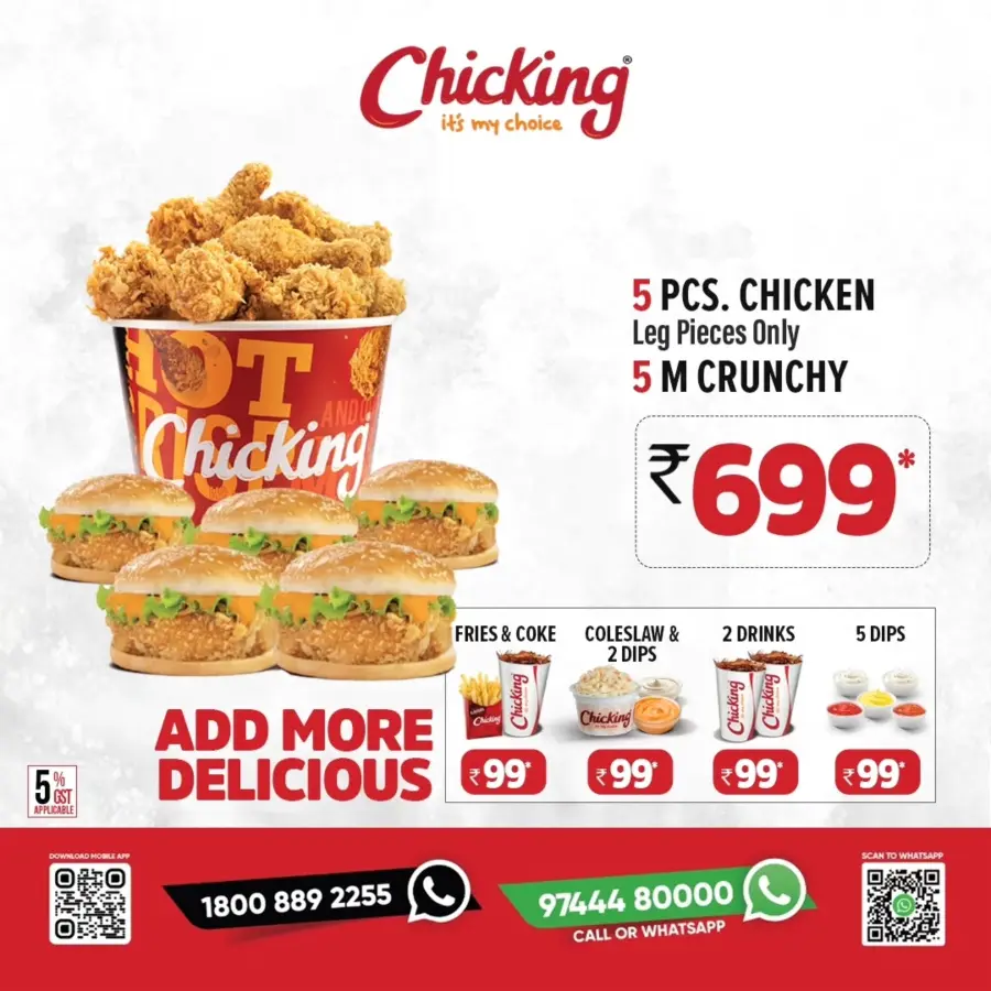 Family Crunchy Treat – Just Rs. 599 In Chicking India Kannur