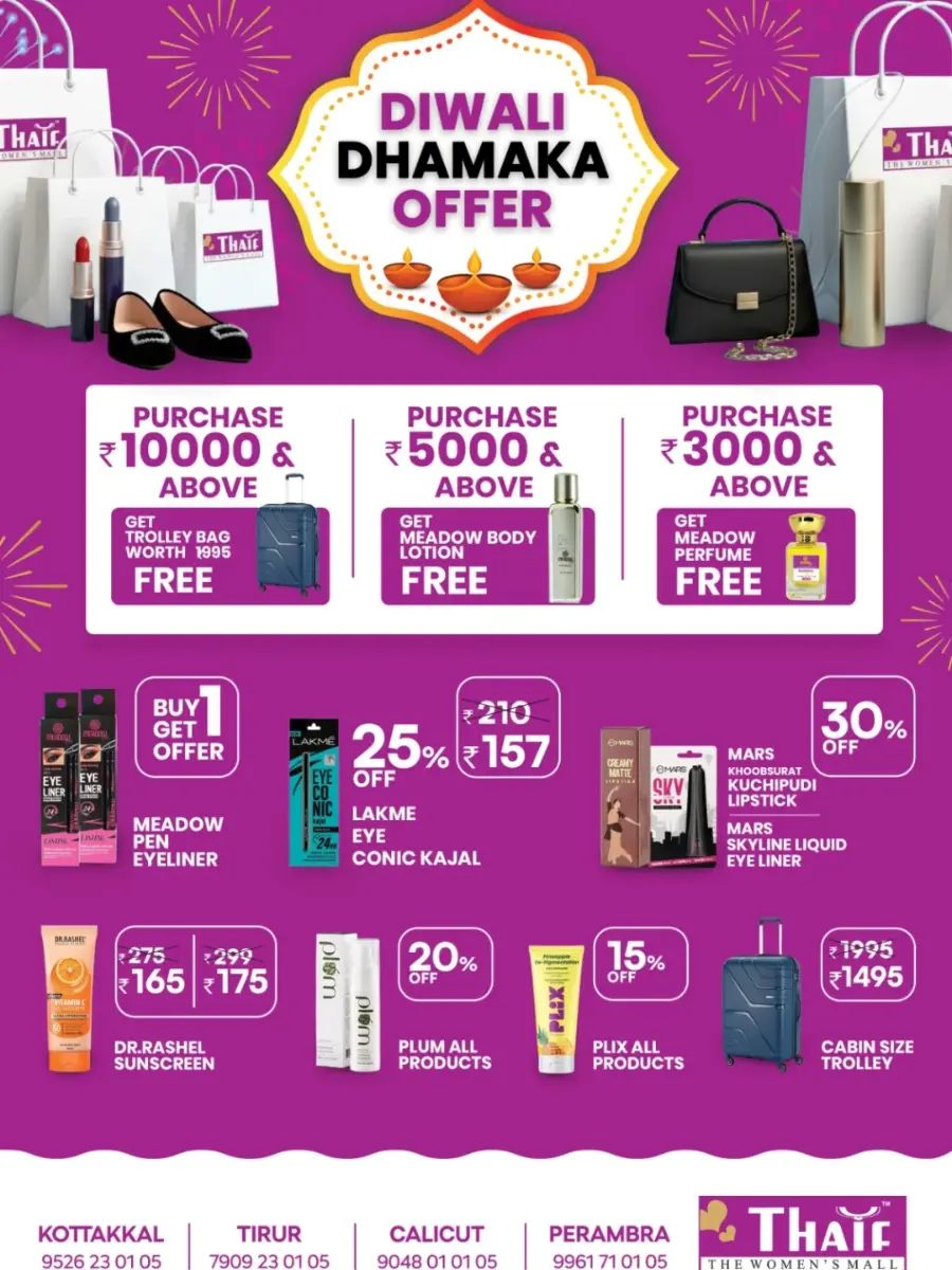 Diwali Dhamaka Offer In Thaif Women's Mall Malappuram