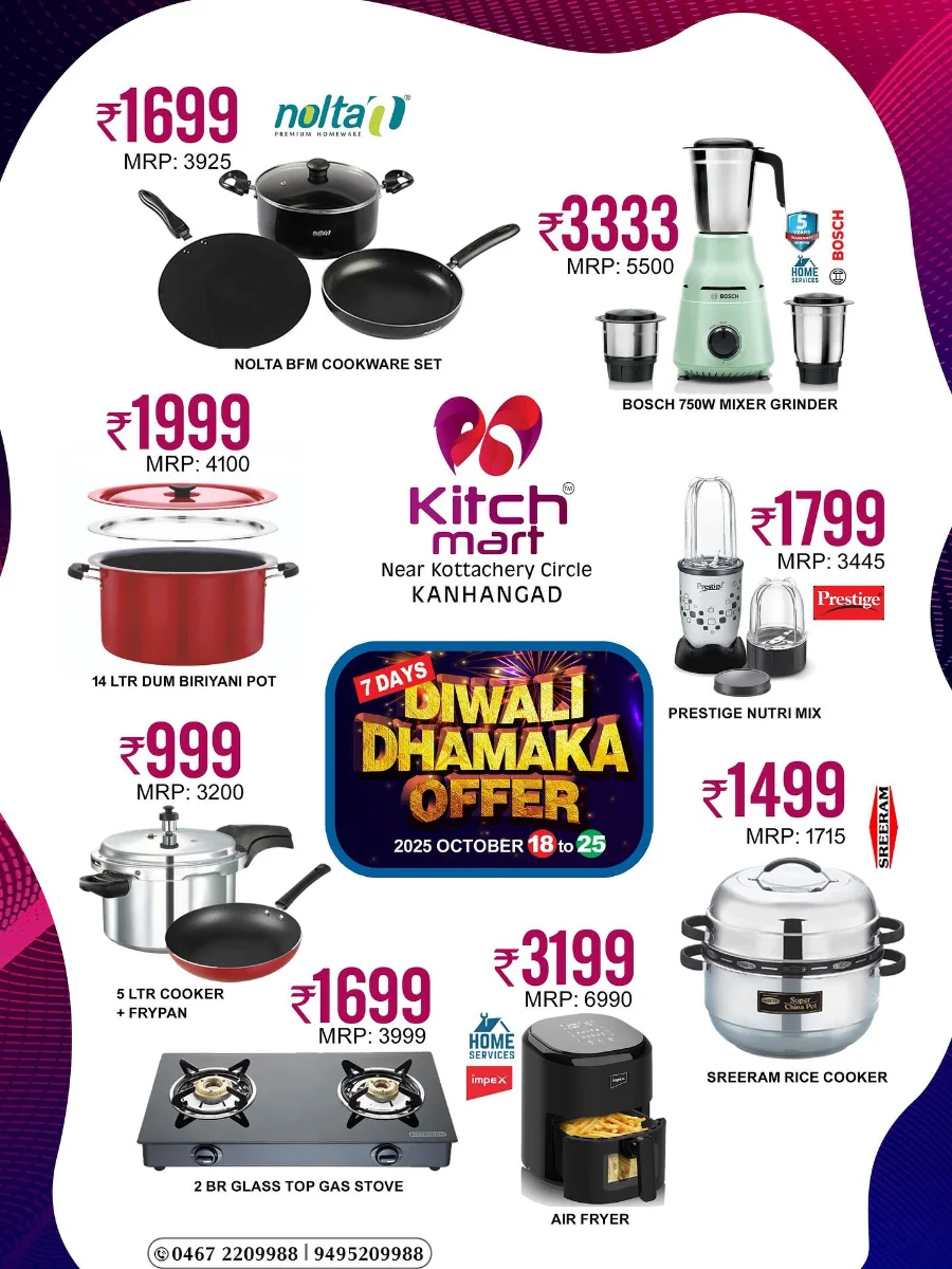 Diwali Dhamaka Offers In Kitchmart Kasaragod