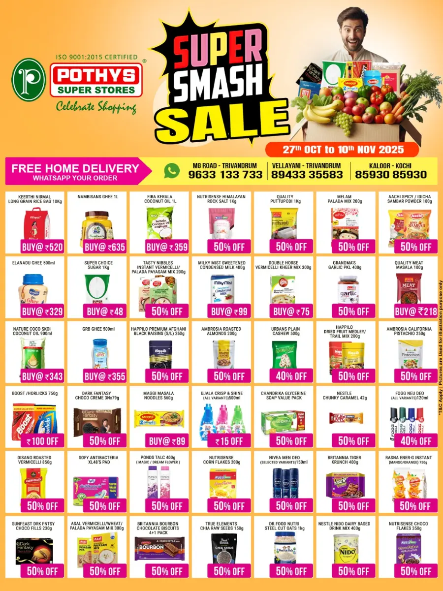 Super Smash Sale In Pothys Superstores Trivandrum