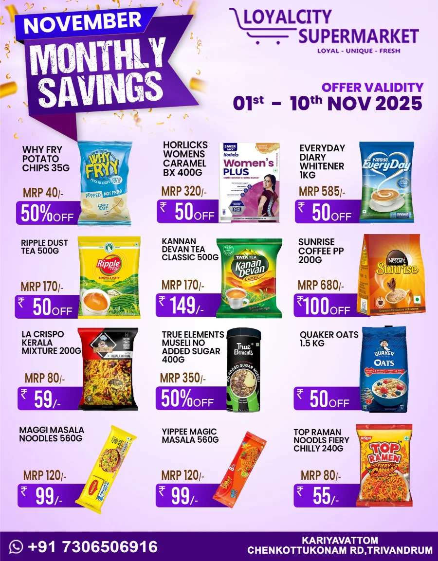November Monthly Savings In Loyalcity Supermarket Trivandrum