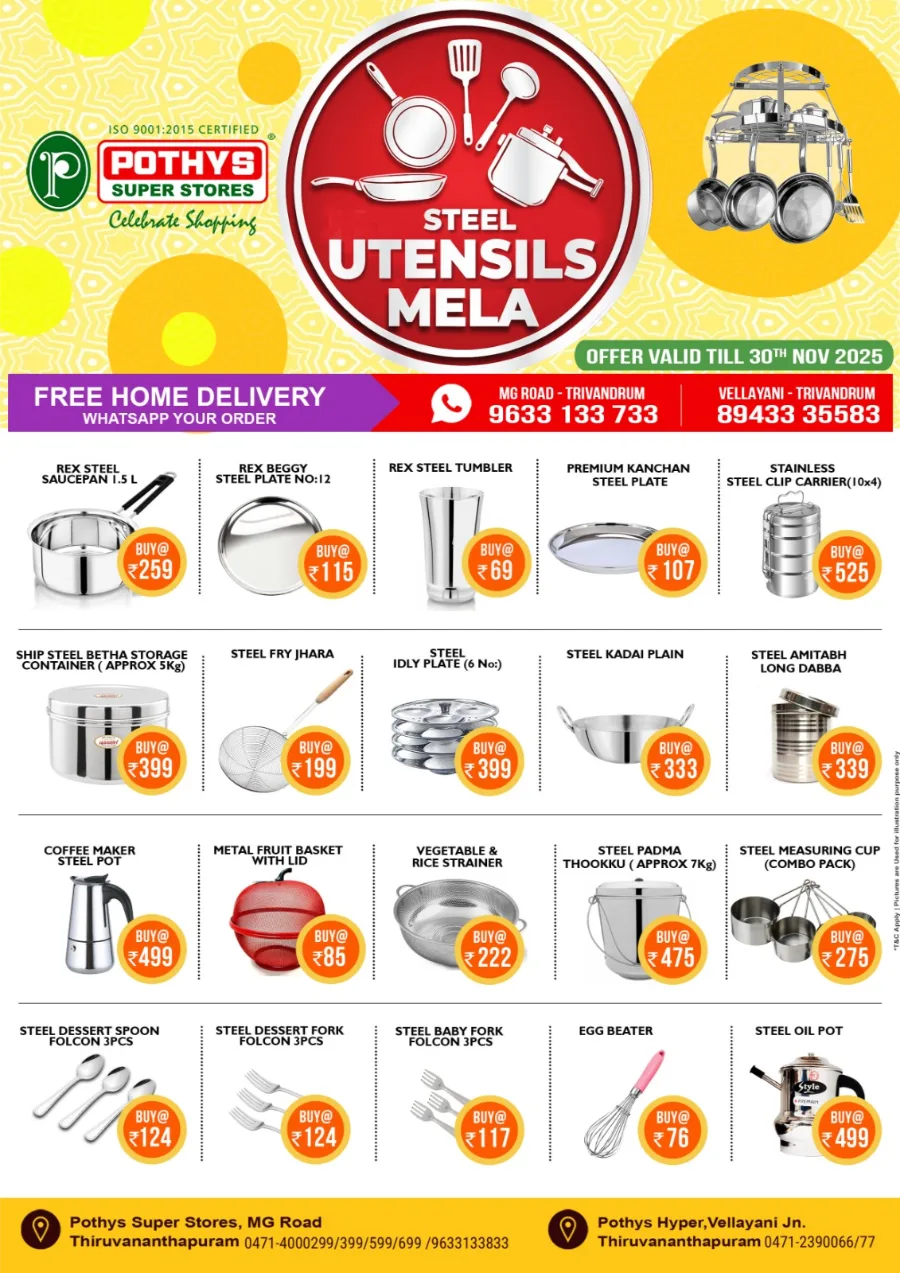Steel Utensils Mela In Pothys Superstores Trivandrum
