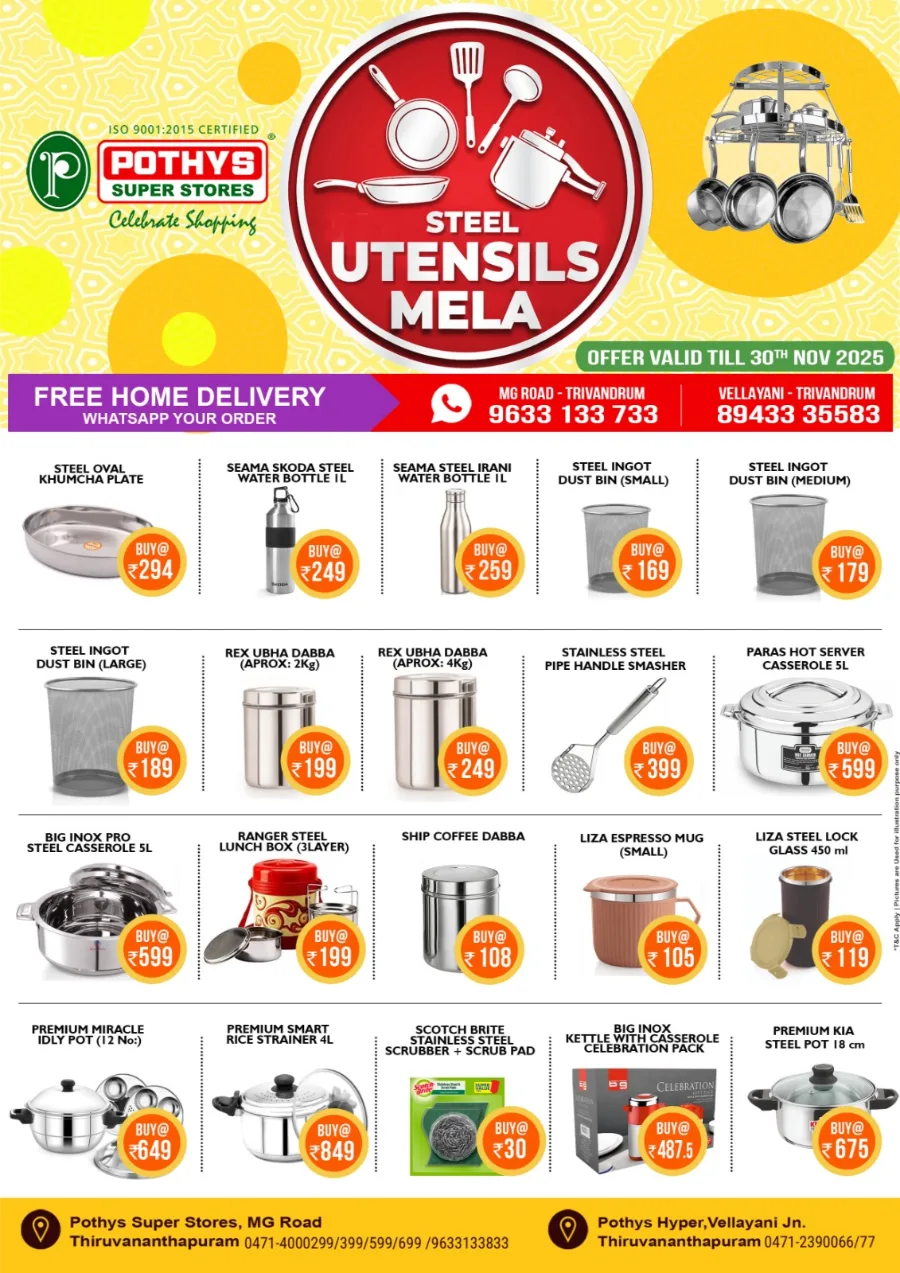 Steel Utensils Mela In Pothys Superstores Trivandrum