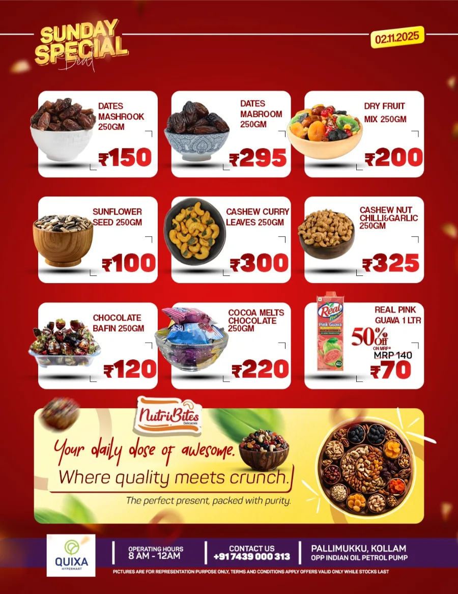 Sunday Special Deal In QUIXA Hypermart Kollam