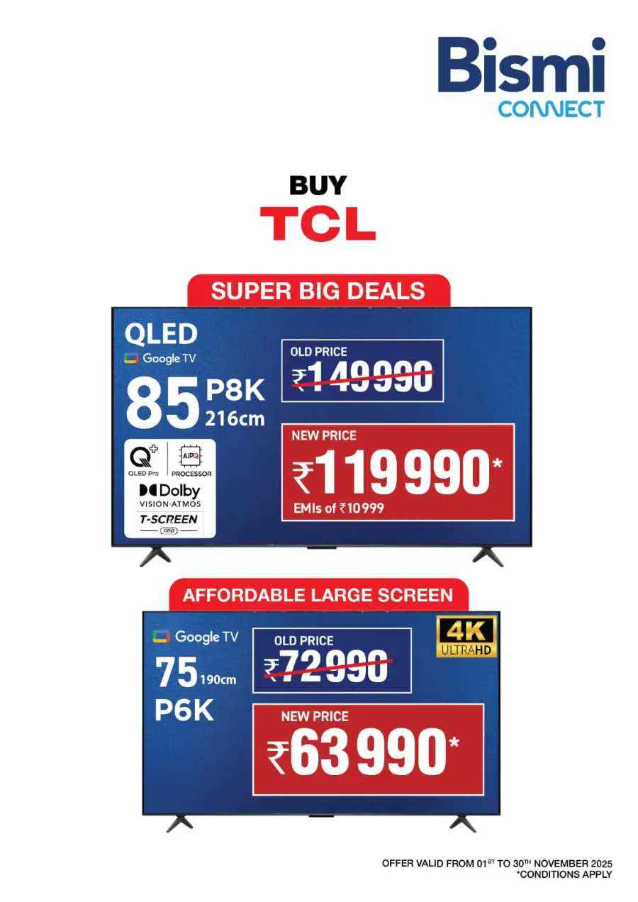 Best Offers on Electronics & Home Appliances In Bismi Connect Calicut