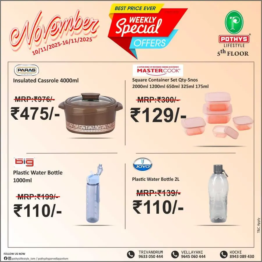 Weekly Special Offers In Pothys Lifestyle Trivandrum