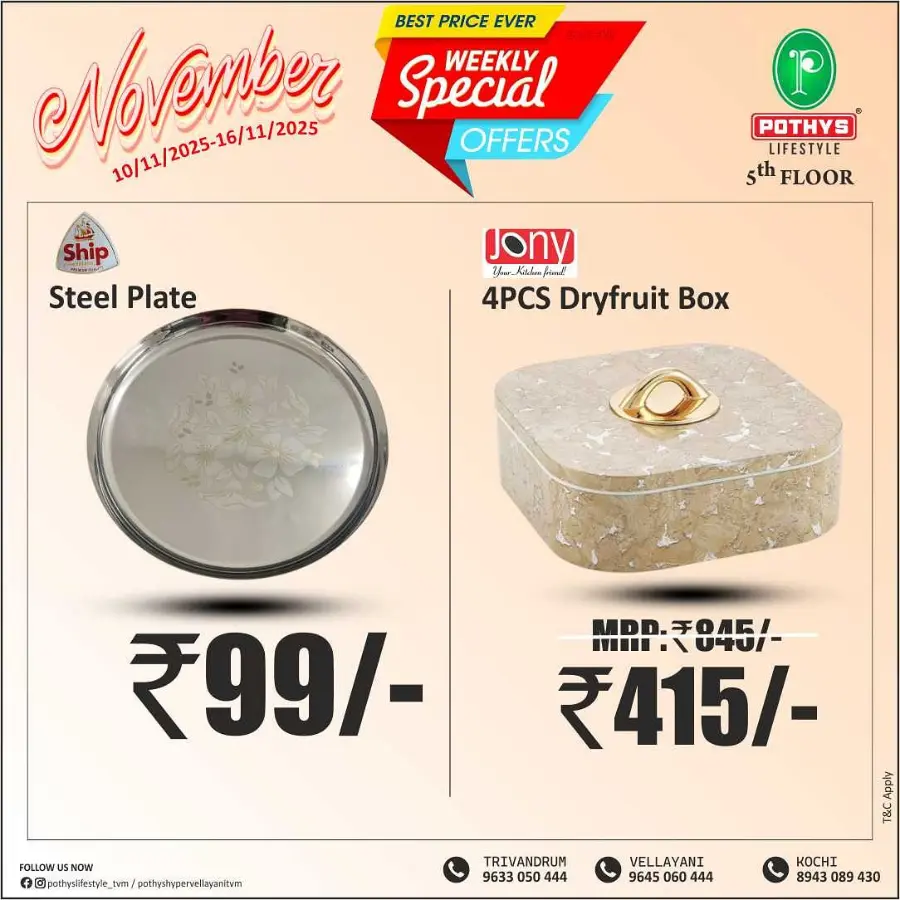 Weekly Special Offers In Pothys Lifestyle Trivandrum
