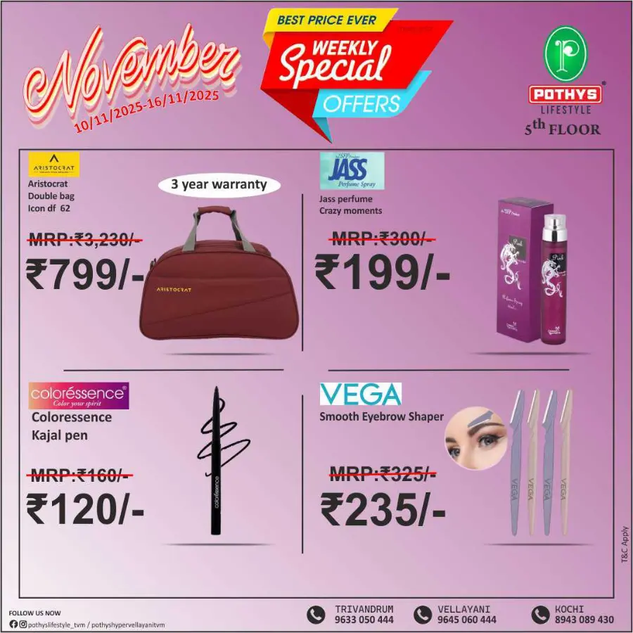 Weekly Special Offers In Pothys Lifestyle Trivandrum