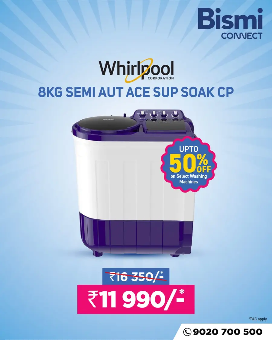 Up to 50% OFF on Washing Machines! In Bismi Connect Kollam