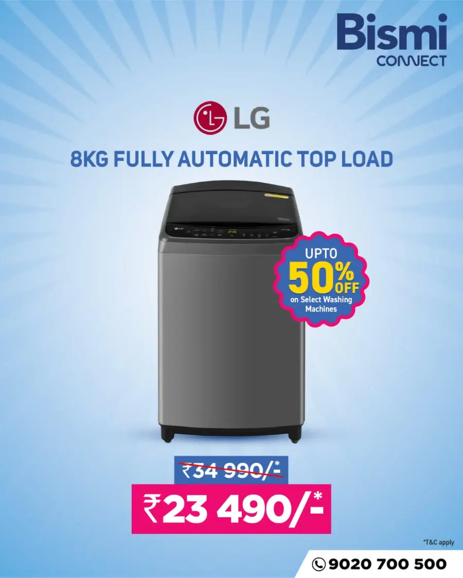 Up to 50% OFF on Washing Machines! In Bismi Connect Kollam