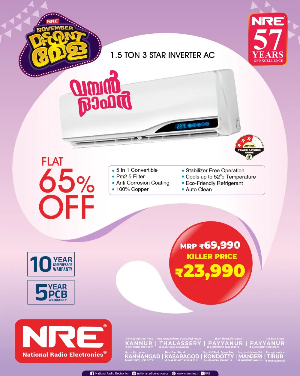 Discount Mela - Flat 65% OFF In NRE Kasaragod