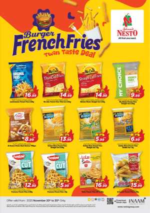 Burger, French Fries Deals In Nesto Hypermarket Dubai,Sharjah / Ajman,Al Ain,Fujairah,Ras al Khaimah,Umm al Quwain