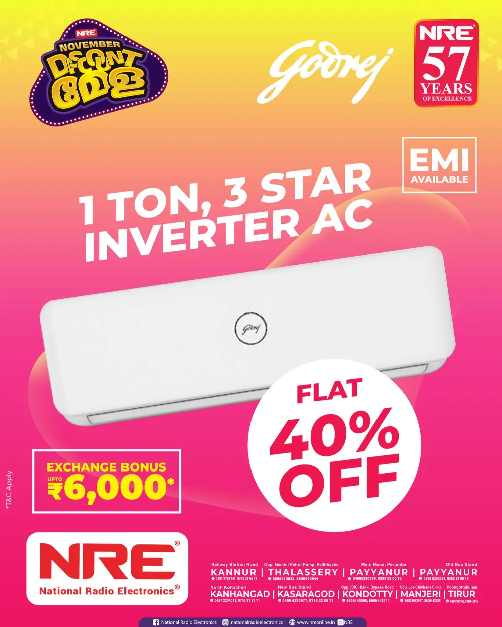 November Discount Mela In NRE Electronics Malappuram