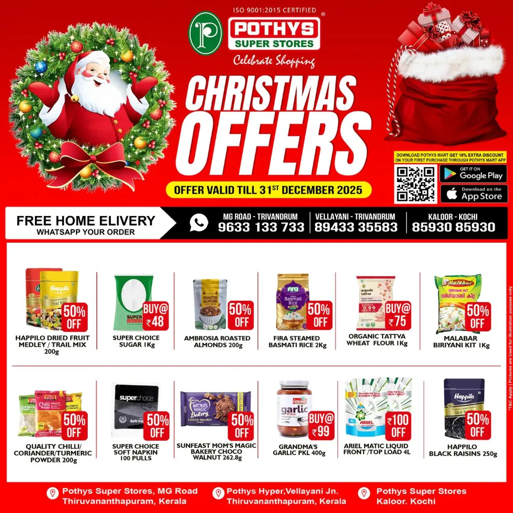 Christmas offer In Pothys Superstores Trivandrum