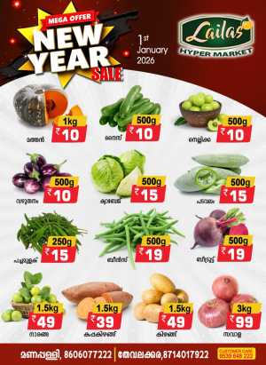 New year sale In Lailas Hyper Market Kollam
