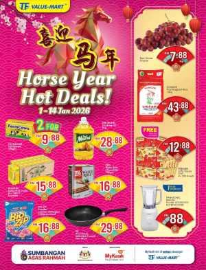 Horse Year Hot Deals In TF Value Mart Kuala Lumpur,Labuan,Putrajaya,Johor,Kedah,Kelantan,Malacca,Negeri Sembilan,Pahang,Penang,Perak,Perlis,Sabah,Sarawak,Selangor,Terengganu