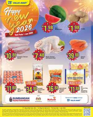 Fresh New Year Grocery Deals In TF Value Mart Kuala Lumpur,Labuan,Putrajaya,Johor,Kedah,Kelantan,Malacca,Negeri Sembilan,Pahang,Penang,Perak,Perlis,Sabah,Sarawak,Selangor,Terengganu