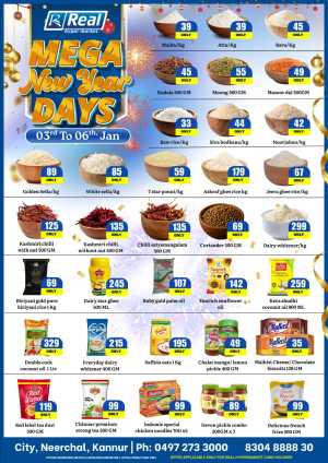 Mega new year days In Real Hyper Market Kannur