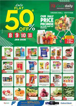 Flat 50% Sale on Fashion, Electronics & Groceries In Lulu Hypermarket Kollam