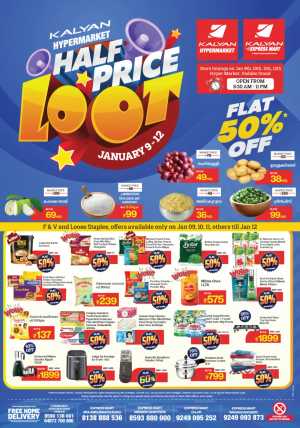 Half Price Loot Sale: Flat 50% OFF In Kalyan Hypermarket Thrissur